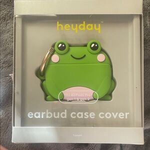 heyday Green Frog Earbud Case Cover with Pink Accents
